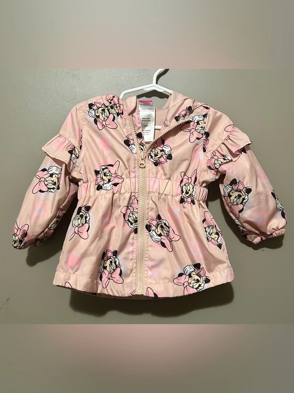 Disney Pink Minnie Mouse Hooded Raincoat with Bow Ears